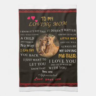 To My Loving Mum From Son Tea Towel