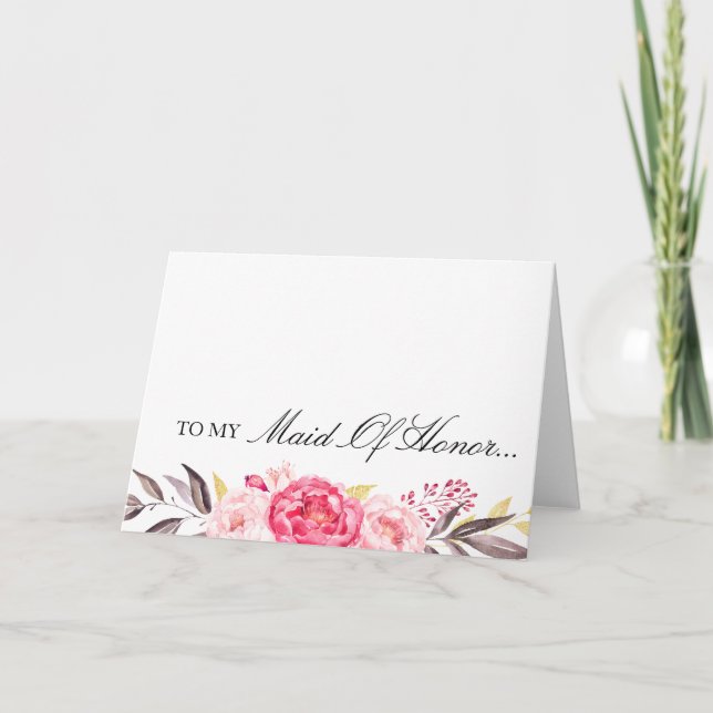 To My Maid of Honour, Thank You, Wedding Party Card (Front)