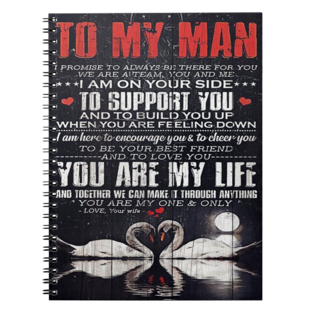 To My Man Gift, Personalised Gift To My Husband Notebook (Front)