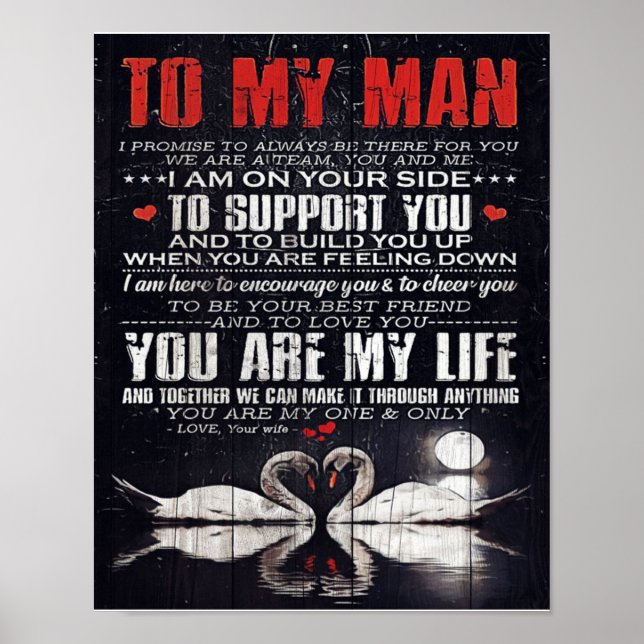 To My Man Gift, Personalised Gift To My Husband Poster (Front)