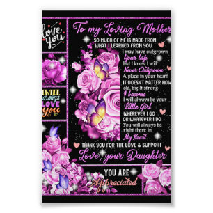 To My Mother Birthday Gift, Love Mum Gift Idea Photo Print