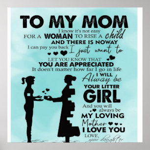 To my mother design Letter to mummy Poster