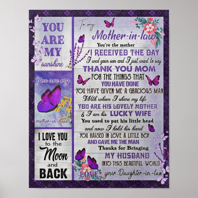 To My Mother- In - Law Gift, Mother Birthday Gift Poster (Front)