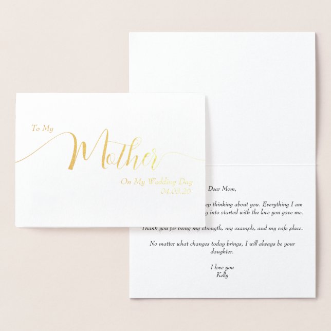 To My Mother on My Wedding Day Elegant Script Foil Card (Display)