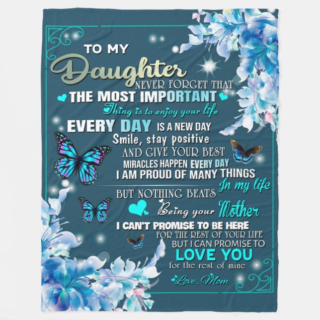 To My Mum Gift,Daughter And Mum,Butterfly Lovers Fleece Blanket (Front)