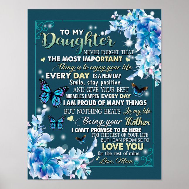 To My Mum Gift,Daughter And Mum,Butterfly Lovers Poster (Front)
