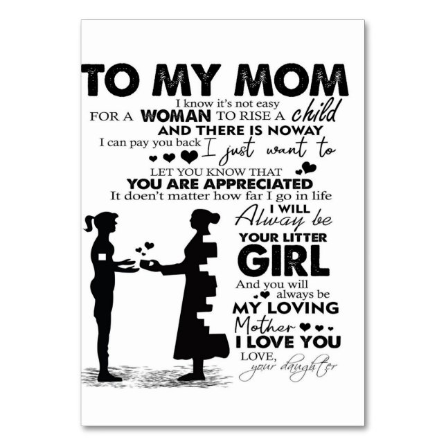 To My Mum Home Decor | Gift For Holiday Table Number (Front)