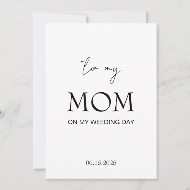 To my Mum on my Wedding Day Card, Personalised Car Holiday Card (Front)