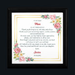 To My Mum on my Wedding Day Gift Wooden Keepsake  Gift Box<br><div class="desc">A Heartfelt "Gift for Mother of the Bride or Mother of the Groom Wooden Keepsake Box." This beautifully designed item features delicate watercolor floral peony flowers and an elegant gold square border, symbolising love and appreciation. The message, "To My Mum on My Wedding Day, " adds a personal touch, making...</div>