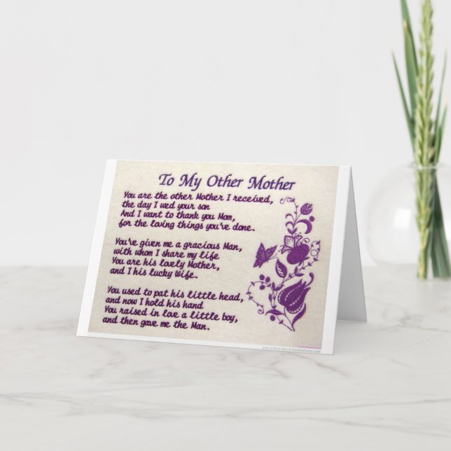 To My Other Mother; Thank You Card (Front)