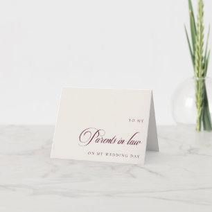To My Parents In Law On My Wedding Day Card