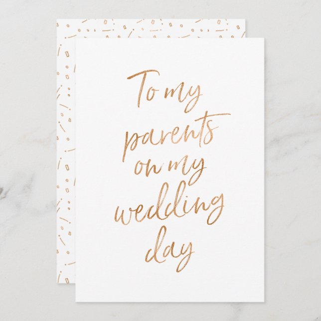 To my parents on my wedding day invitation (Front/Back)
