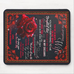 To My Rose Wife Birthday Gift, Couple Wife Gift Mouse Pad