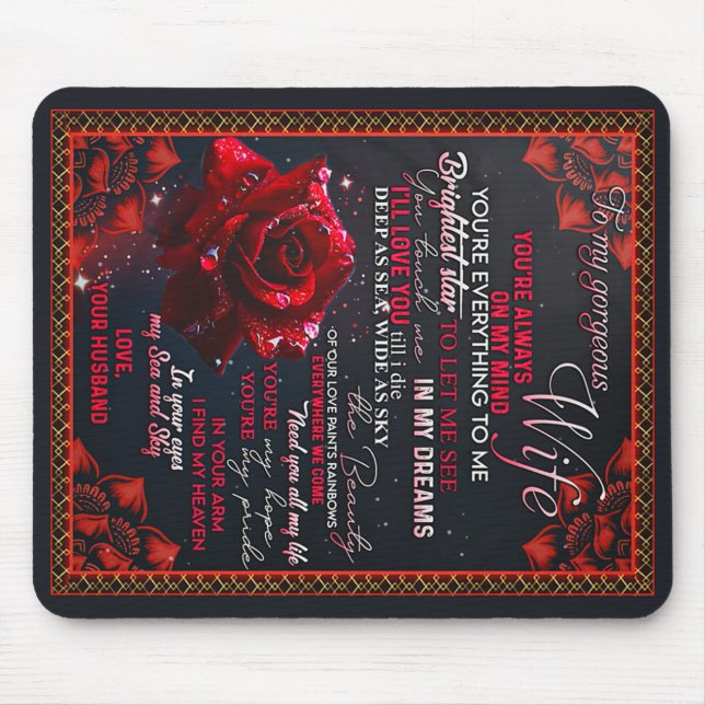 To My Rose Wife Birthday Gift, Couple Wife Gift Mouse Pad (Front)