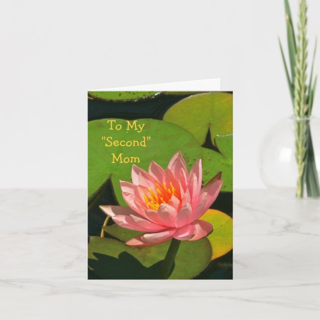 "TO MY 'SECOND 'MOM" PINK LOTUS BLOSSOM CARD (Front)