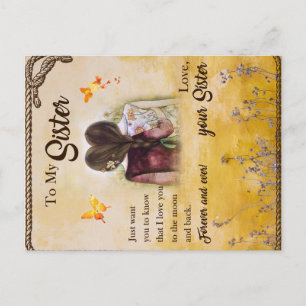 To My Sister Gift,Butterfly Lovers,Floral Siblings Announcement Postcard