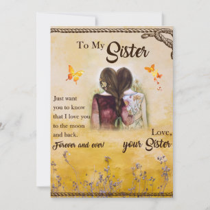 To My Sister Gift,Butterfly Lovers,Floral Siblings Holiday Card