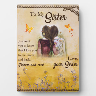 To My Sister Gift,Butterfly Lovers,Floral Siblings Plaque