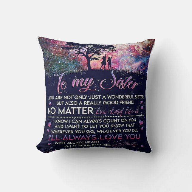 To My Sister Lady Girl Gift, Sister Birthday Gift Cushion (Front)