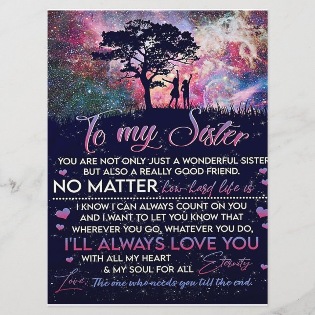 To My Sister Lady Girl Gift, Sister Birthday Gift Menu (Front)