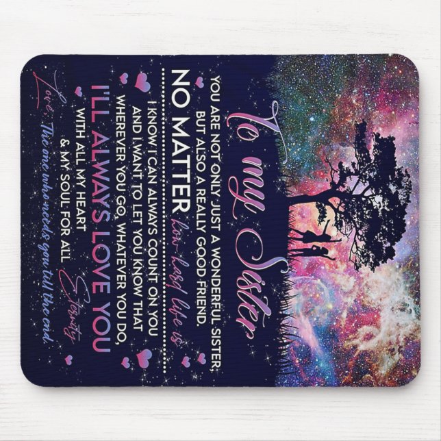 To My Sister Lady Girl Gift, Sister Birthday Gift Mouse Pad (Front)