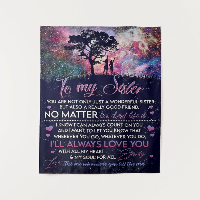 To My Sister Lady Girl Gift, Sister Birthday Gift Tapestry (Front)