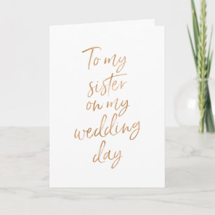 To my sister on my wedding Stylish Copper Card