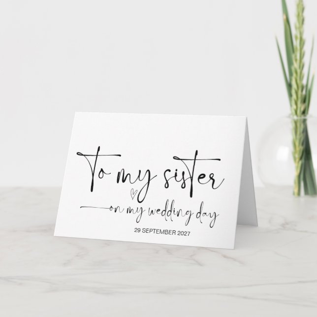 To My Sister on Wedding Day Thank You Bride Groom Card (Front)