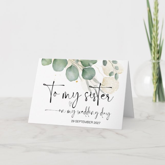 To My Sister on Wedding Day Thank You Bride Groom Card (Front)