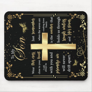 To My Son Gift, Butterfly Lover, Floral Son Letter Mouse Pad