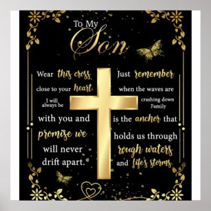 To My Son Gift, Butterfly Lover, Floral Son Letter Poster