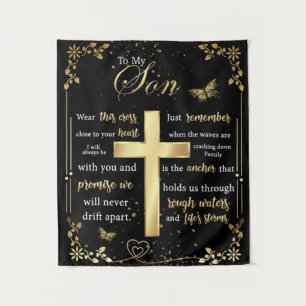 To My Son Gift, Butterfly Lover, Floral Son Letter Tapestry