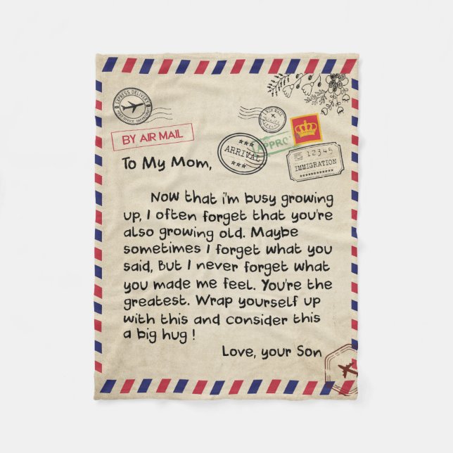 To My Son Gift, Mum And Son, Love Letter To Son Fleece Blanket (Front)