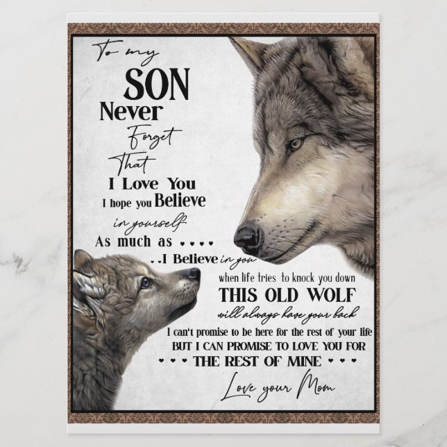 To My Son Gift, Mum And Son, Love Letter To Son Menu (Front)