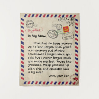 To My Son Gift, Mum And Son, Love Letter To Son Tapestry