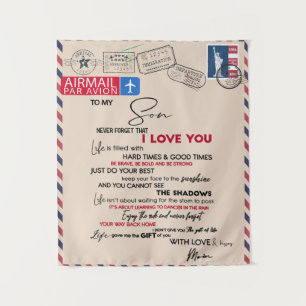 To My Son Gift, Mum And Son, Love Letter To Son Tapestry