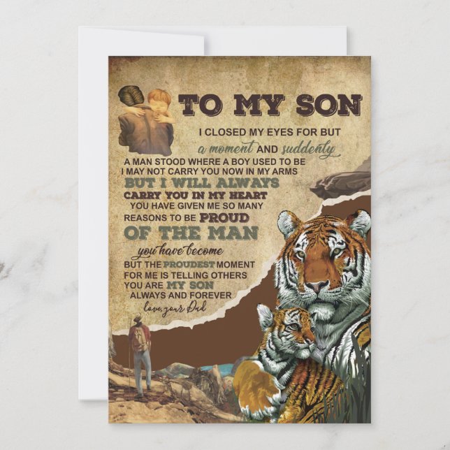 To My Son Gift,Tiger Lovers,Letter To Son From Dad Holiday Card (Front)