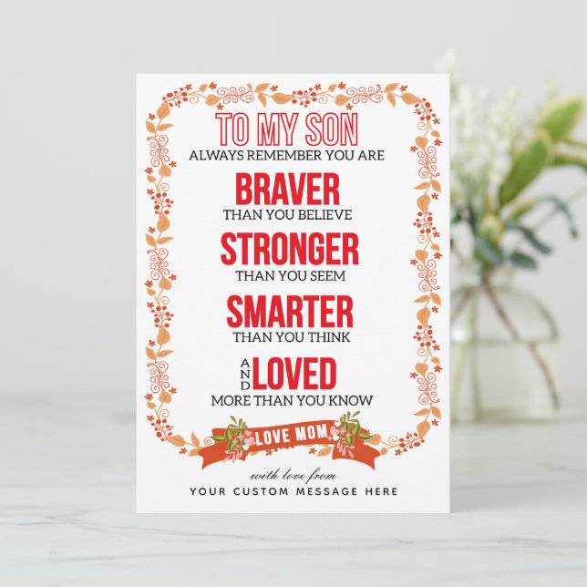 To My Son Inspirational Custom Card (Standing Front)
