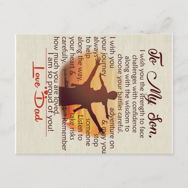 To my son | Lovely Letter To Him | Announcement Postcard (Front)