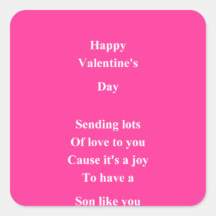 To my son Valentine's Day Square Sticker