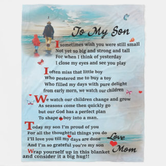 To My Son with big hug Mum Fleece Blanket