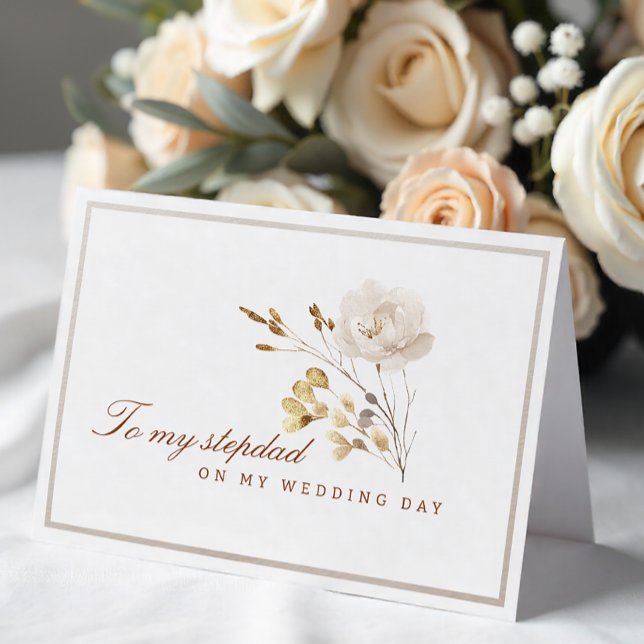 To My Stepdad on My Wedding Day Fall Floral Card (Stepdad - Wedding Day Card)