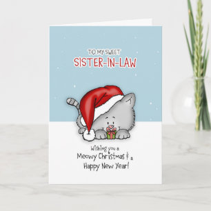 To my sweet sister-in-law  - Cat Christmascard Holiday Card