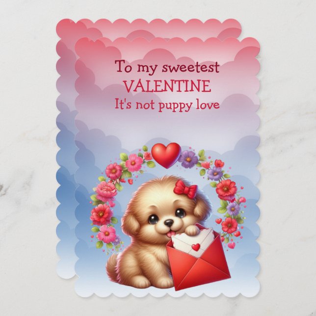 To My Sweet Valentine Puppy Love Holiday Card (Front/Back)