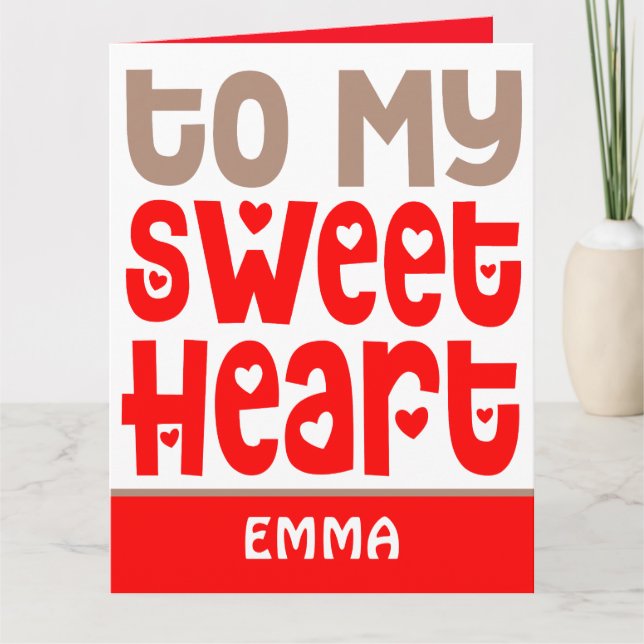 To My Sweetheart Trendy Name Red Valentines Card (Front)