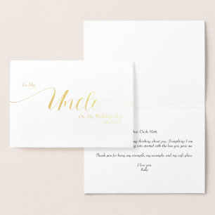 To My Uncle On My Wedding Day Elegant Script Foil Card