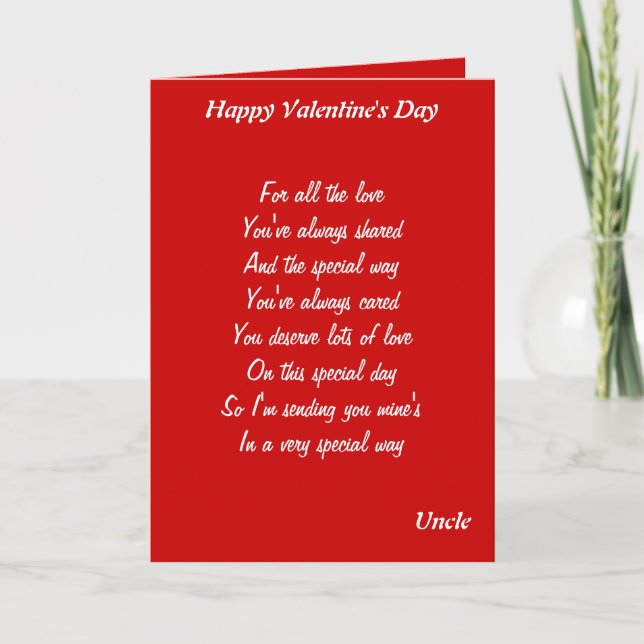 To my  uncle on valentine's day holiday card (Front)