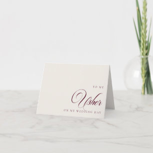 To My Usher On My Wedding Day Message Card