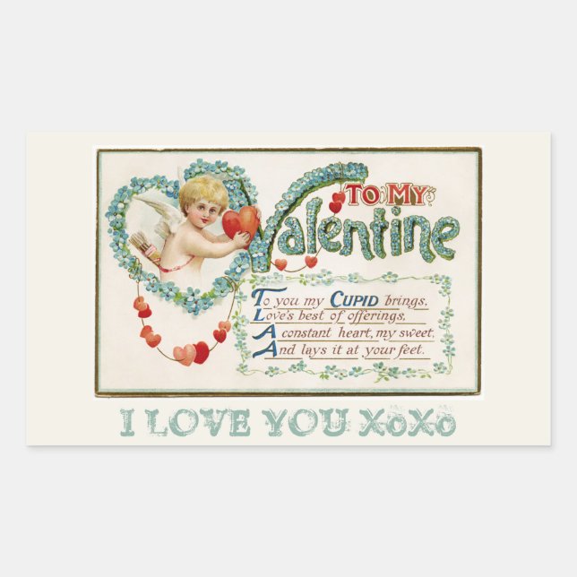 To My Valentine Cupid Rectangular Sticker (Front)