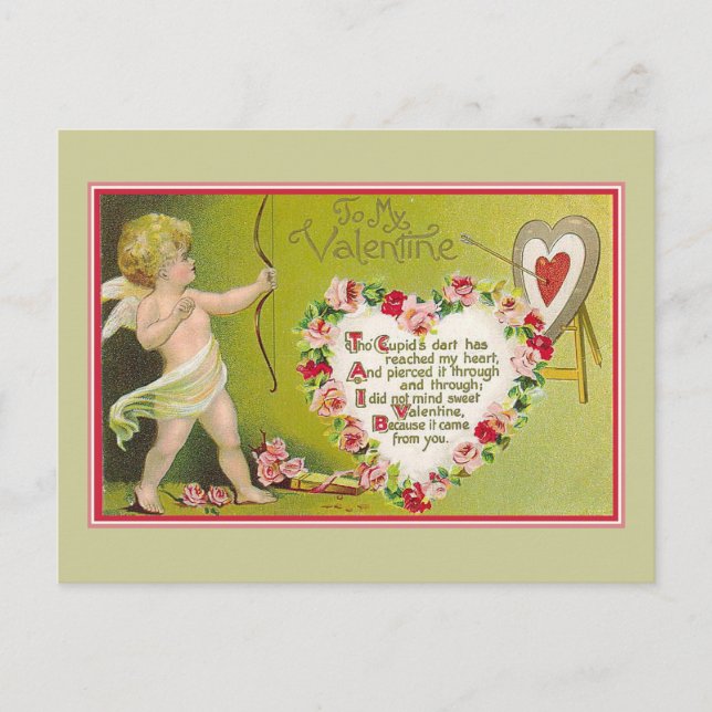 To My Valentine Cupids Dart Holiday Postcard (Front)